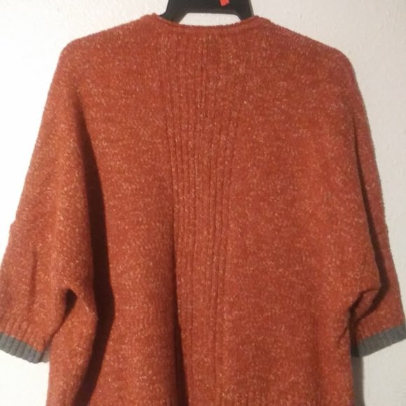 Democracy women's size M orange multicolored cardigan sweater with gray trim - Picture 5 of 14